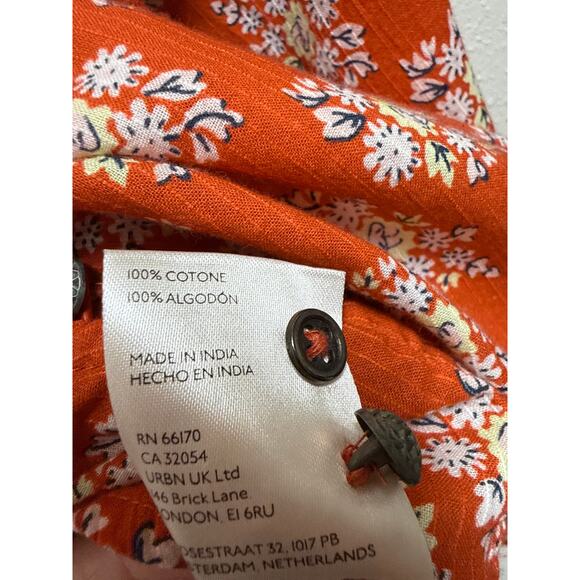 Anthropologie Pilcro Tavi Button Down Floral Orange Bohemian Blouse Size Small - Picture 7 of 7